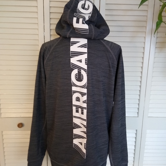 NWOTS AE Active FLEX Thermal Waffle Pullover Hoodie Gray Large American Eagle - Picture 3 of 12